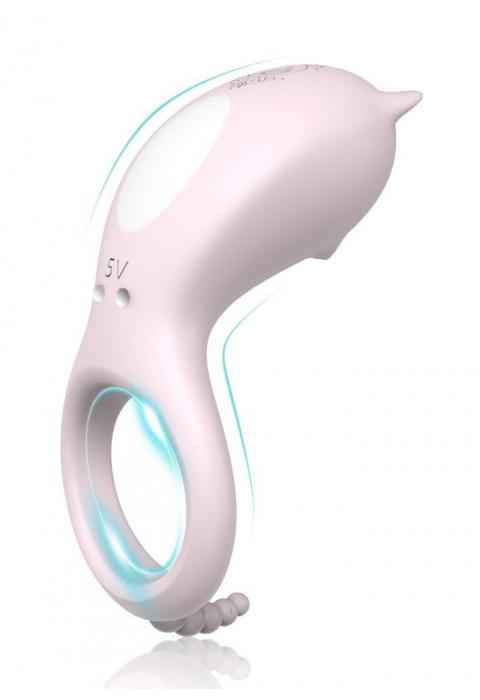 Нежно-розовое эрекционное кольцо CORA с вибрацией