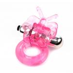 Розовое эрекционное виброкольцо Butterfly Ring
