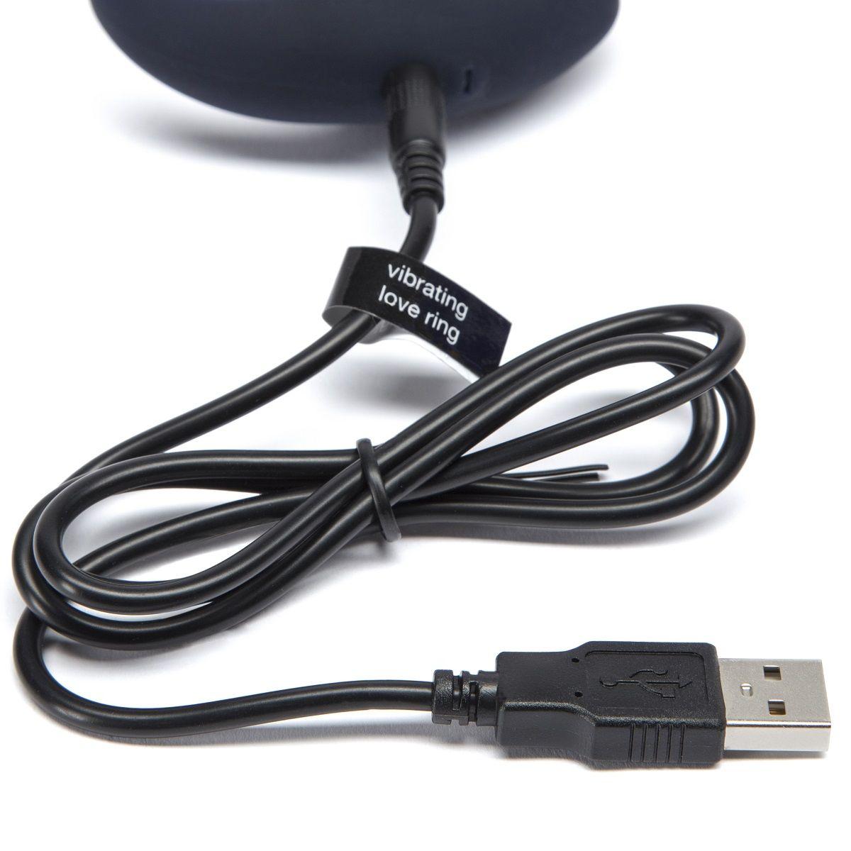 Тёмно-синее эрекционное кольцо Release Together USB Rechargeable Cock Ring