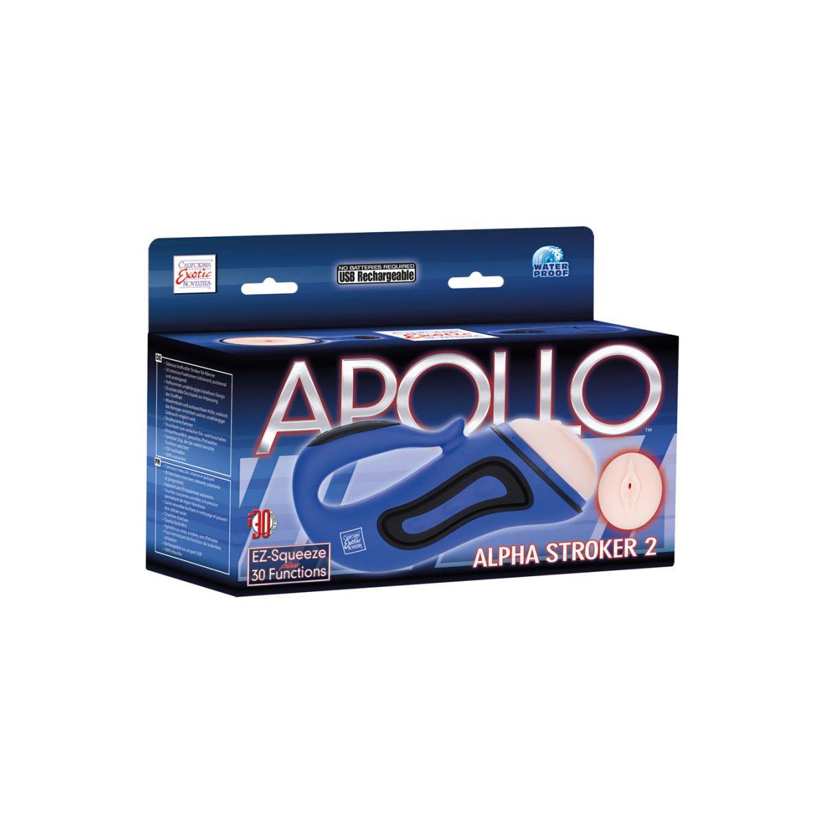 Синий мастурбатор  с вибрацией APOLLO ALPHA STROKER 2 