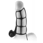 Чёрная вибронасадка  Deluxe Silicone Power Cage - 12 см.