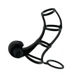 Чёрная вибронасадка  Deluxe Silicone Power Cage - 12 см.