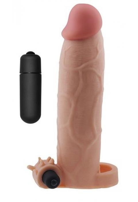 Телесная насадка на пенис с вибропулей - 26,6 см.