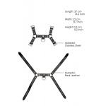 Черная мужская портупея Leather Male Chest Harness с кольцами
