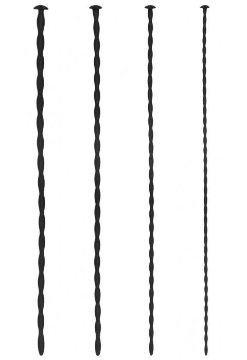 Набор из 4 черных стимуляторов уретры Spiral Screw Plug Set