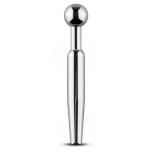 Серебристый уретральный стимулятор со съемным верхом Sinner Hollow Metal Penis Plug - 9 см.