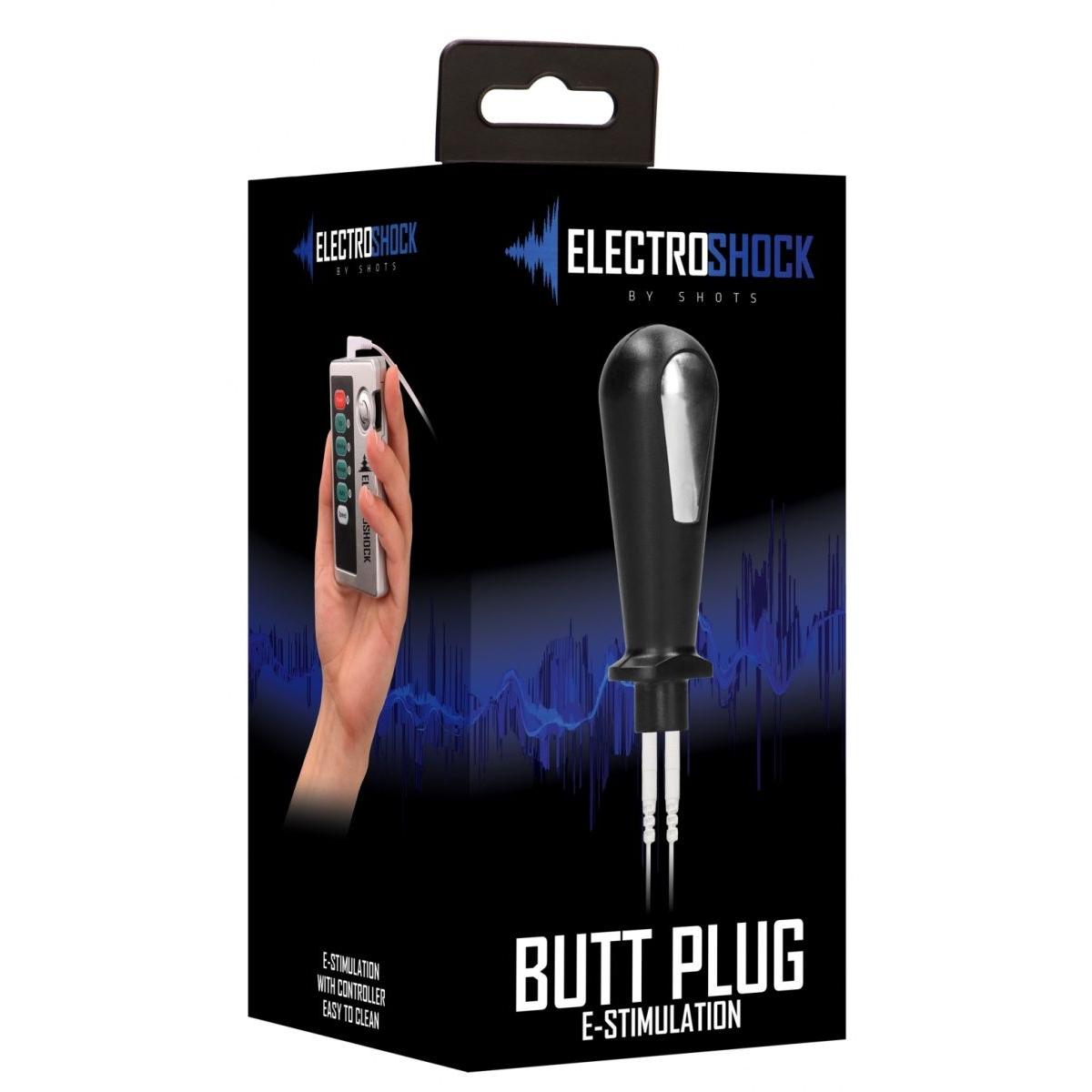 Черный электростимулятор с проводящей насадкой E-Stim Butt Plug - 8 см.