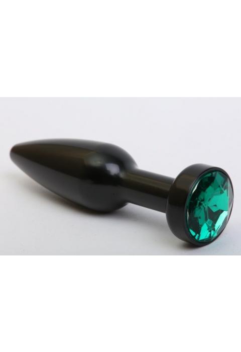 Чёрная удлинённая пробка с зелёным кристаллом - 11,2 см.