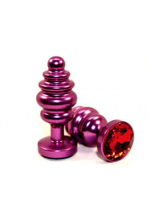 Фиолетовая фигурная пробка с красным кристаллом - 7,3 см.