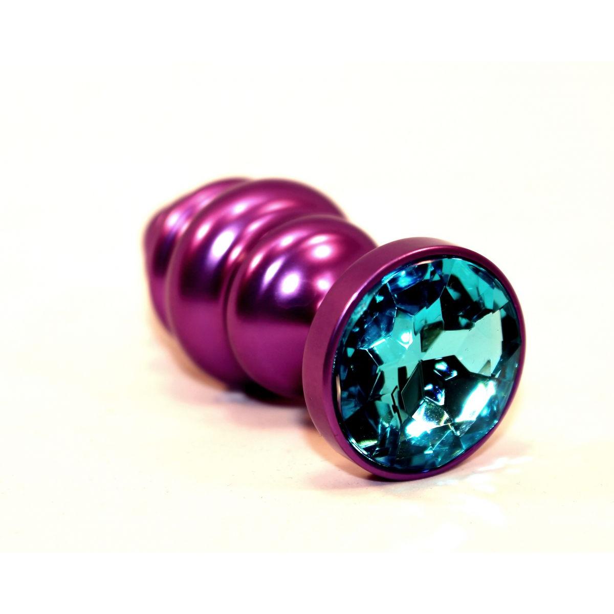 Фиолетовая рифленая пробка с голубым кристаллом - 7,3 см.