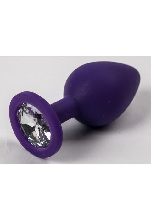 Фиолетовая силиконовая пробка с прозрачным кристаллом - 9,5 см.