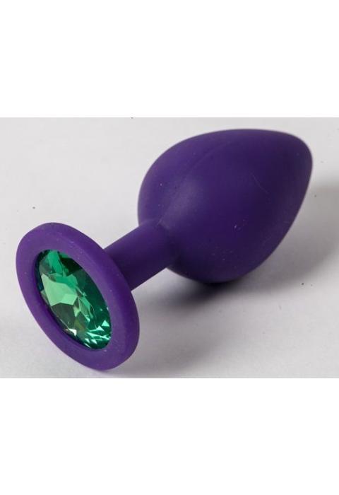 Фиолетовая силиконовая пробка с зеленым кристаллом - 9,5 см.