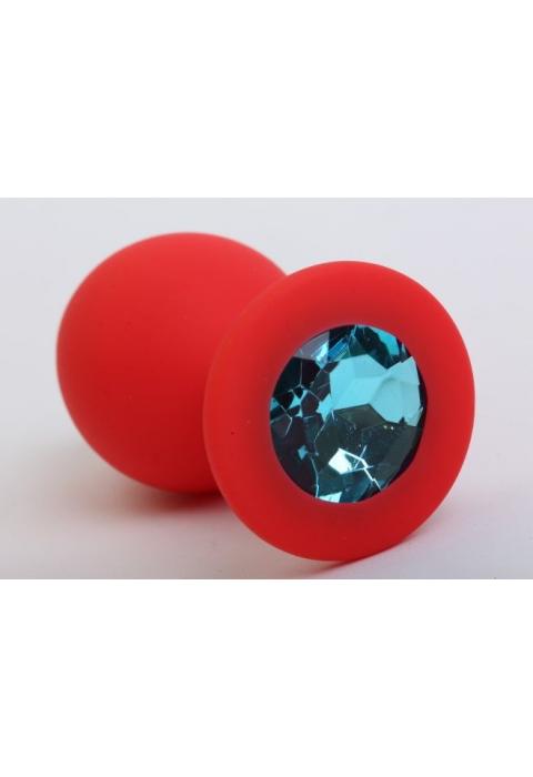 Красная силиконовая пробка с голубым стразом - 8,2 см.