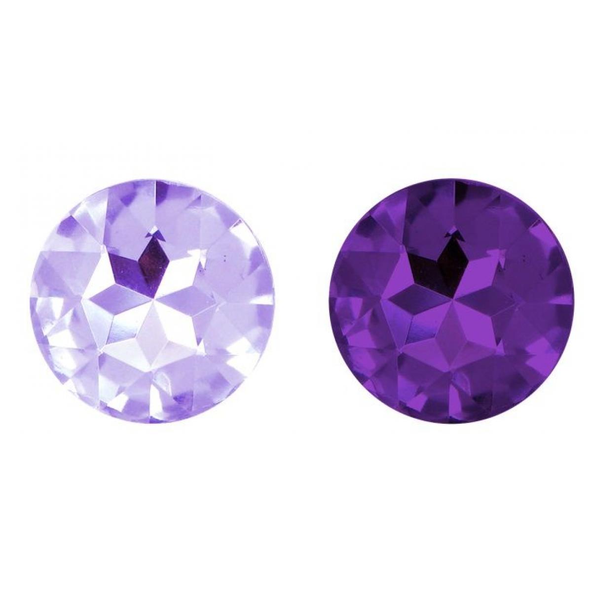 Набор из 2 золотистых анальных пробок с фиолетовыми кристаллами Booty Plug Original Luxury Set