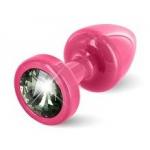 Розовая пробка с чёрным кристаллом ANNI round Pink T1 Black Diamond - 6 см.