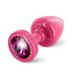 Розовая пробка с малиновым кристаллом ANNI round Pink T1 Fuschia - 6 см.