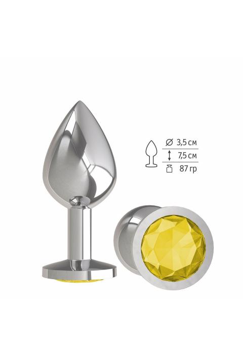 Серебристая средняя пробка с желтым кристаллом - 8,5 см.