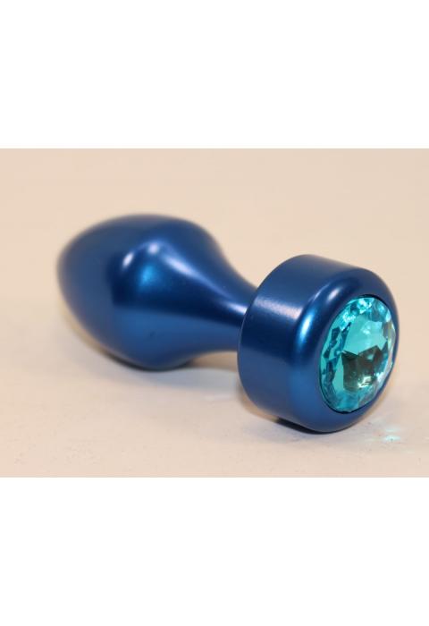 Синяя анальная пробка с голубым кристаллом - 7,8 см.