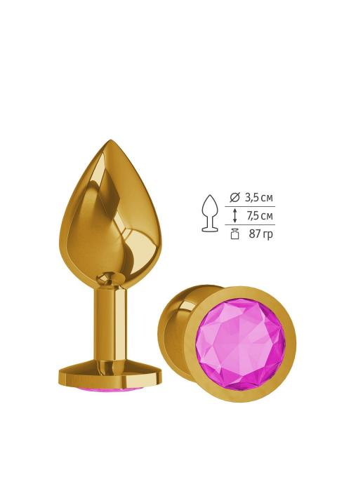 Золотистая средняя пробка с розовым кристаллом - 8,5 см.