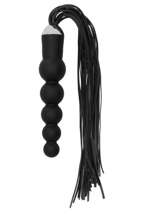 Черная плеть с рукоятью-елочкой Whip with Curved Silicone Dildo - 49,5 см.