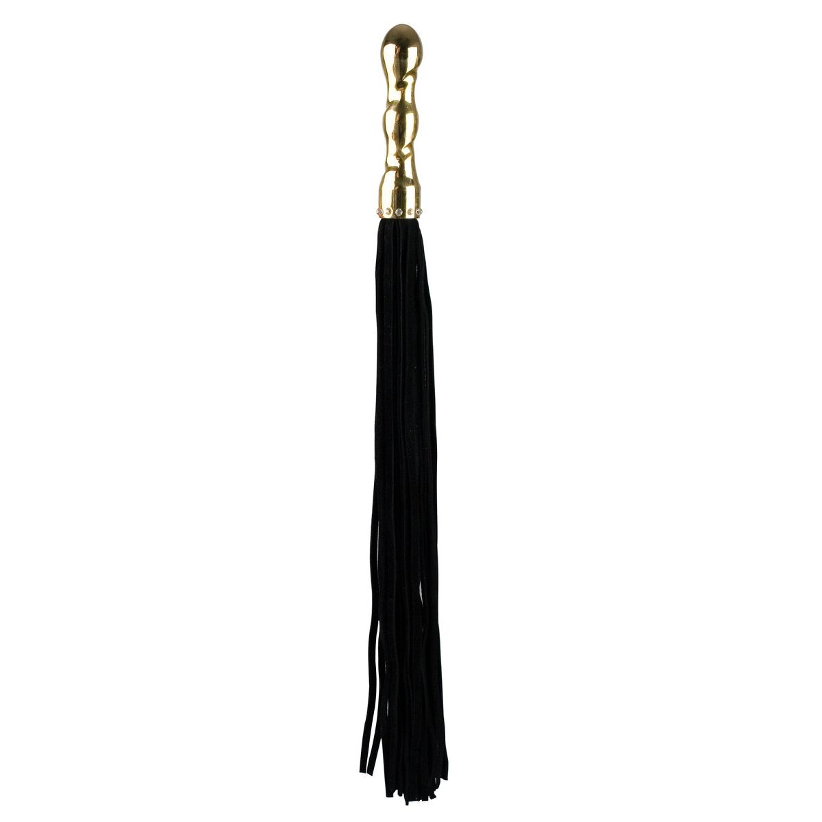 Чёрная плетка Luxury Whip 18k-Gold plated с покрытой золотом рукоятью 