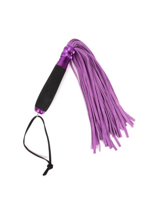 Фиолетовый флоггер с черной металлической ручкой Notabu - 40 см.