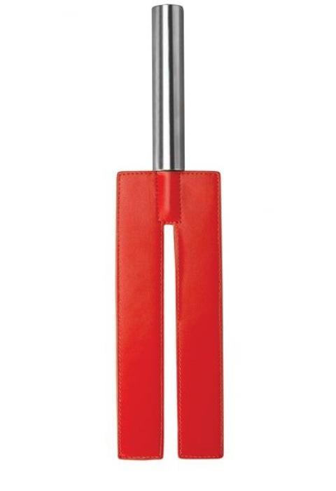 Красная П-образная шлёпалка Leather Slit Paddle - 35 см.