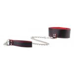 Чёрно-красный двусторонний ошейник с поводком Reversible Collar with Leash