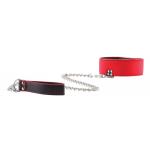 Чёрно-красный двусторонний ошейник с поводком Reversible Collar with Leash