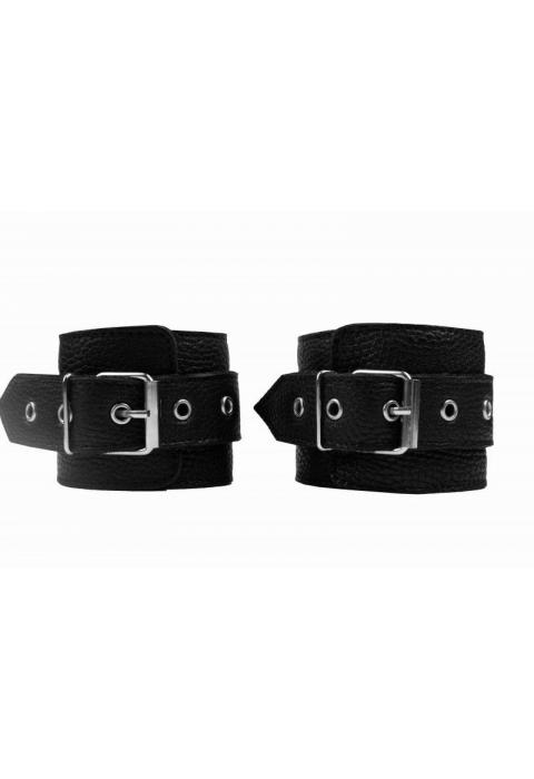 Черные наручники с фиксацией на двух карабинах