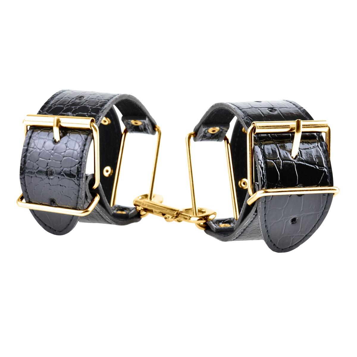 Черные с золотом наручники Cuffs