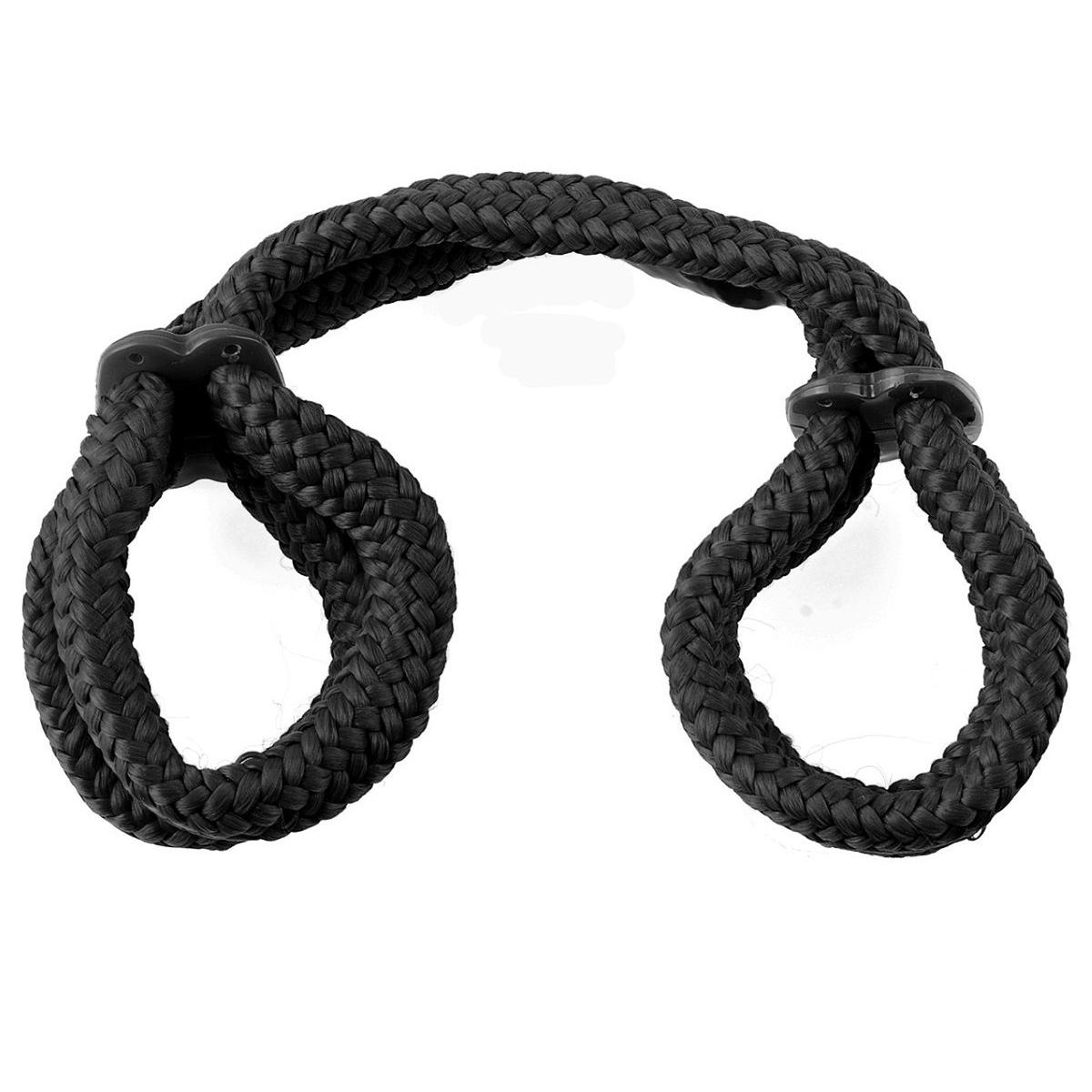Черные верёвочные оковы на руки или ноги Silk Rope Love Cuffs
