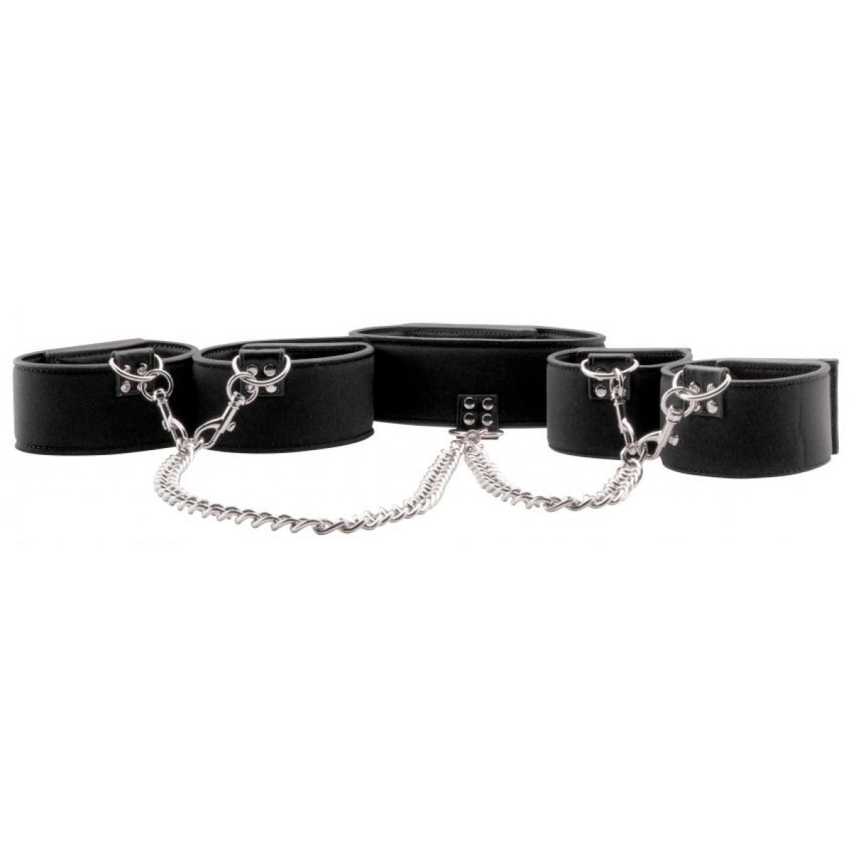 Чёрный двусторонний комплект для бандажа Reversible Collar / Wrist / Ankle Cuffs