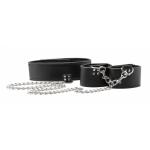 Чёрный двусторонний ошейник с наручниками Reversible Collar and Wrist Cuffs