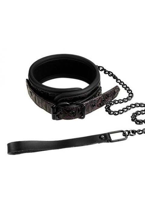 Фиолетово-чёрный ошейник с поводком BLAZE COLLAR AND LEASH PURPLE Фиолетово-чёрный ошейник с поводком BLAZE COLLAR AND LEASH PURPLE