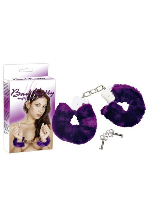 Меховые наручники с фиолетовыми манжетами