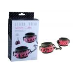 Розово-чёрные кожаные наручники Wrists Cuffs с геометрическим узором
