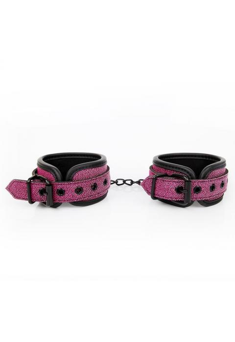 Розово-черные наручники с регулируемыми застежками