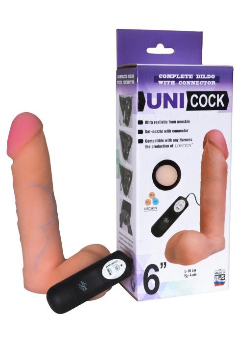 Фаллическая насадка Харнесс UNICOCK 6  с вибрацией - 18 см.