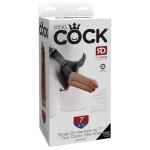 Кофейный сдвоенный поясной страпон Strap-On Harness with 7  Two Cocks One Hole - 19,1 см.