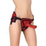 Красный страпон Deluxe Silicone Strap On 8 Inch с волнистой насадкой - 20,5 см.