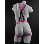 Розовая страпон-система 7  Strap-On Suspender Harness Set с реалистичной насадкой - 19 см.