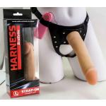Страпон Harness: трусики с плугом и виброфаллос с пультом управления - 20,5 см.