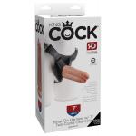 Телесный сдвоенный поясной страпон Strap-On Harness with 7  Two Cocks One Hole - 19,1 см.