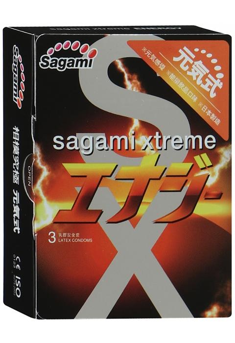 Презервативы Sagami Xtreme ENERGY с ароматом энергетика - 3 шт.