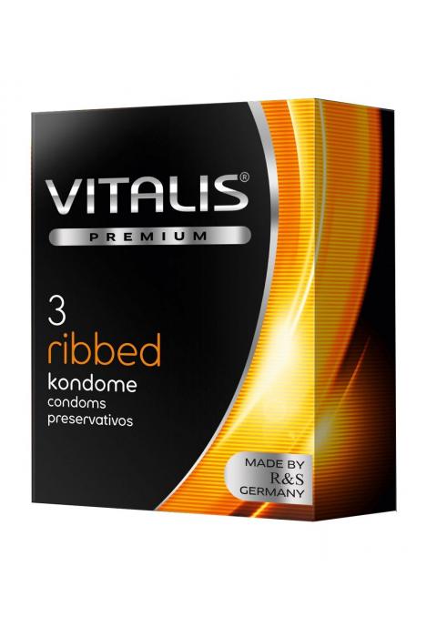 Ребристые презервативы VITALIS PREMIUM ribbed - 3 шт.