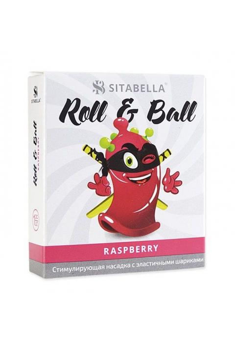 Стимулирующий презерватив-насадка Roll   Ball Raspberry
