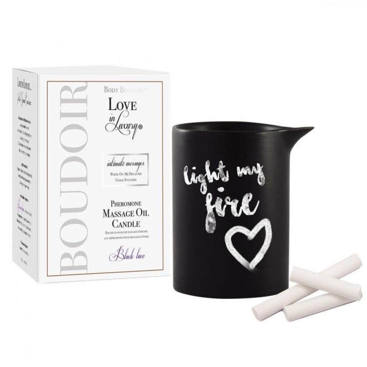 Массажная свеча с феромонами Love In Luxury Seduced Pheromone Soy Massage Candle Black Lace - 154 мл.